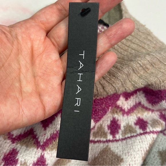 Tahari | Cowl Neck Sweater - Tan and Purple - Picture 7 of 10